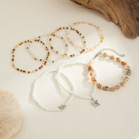 Thumbnail for Beach Style 7pcs Starfish Charm Conch Seed Beaded Anklet Set - ArtGalleryZen