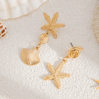 Thumbnail for Beach Style Asymmetric Shell Starfish Dangle Earrings - ArtGalleryZen
