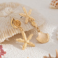Thumbnail for Beach Style Asymmetric Shell Starfish Dangle Earrings - ArtGalleryZen
