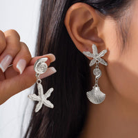 Thumbnail for Beach Style Asymmetric Shell Starfish Dangle Earrings - ArtGalleryZen