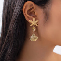 Thumbnail for Beach Style Asymmetric Shell Starfish Dangle Earrings - ArtGalleryZen