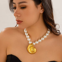 Thumbnail for Beach Style Chunky Conch Pendant Pearl Chain Necklace