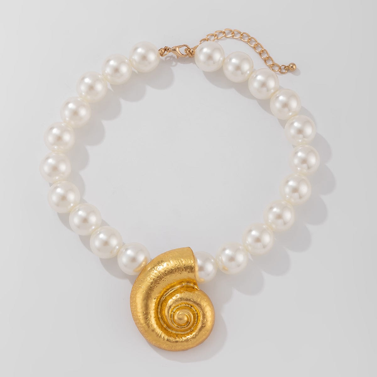 Beach Style Chunky Conch Pendant Pearl Chain Necklace