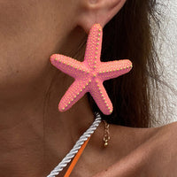 Thumbnail for Beach Style Chunky Enamel Starfish Earrings