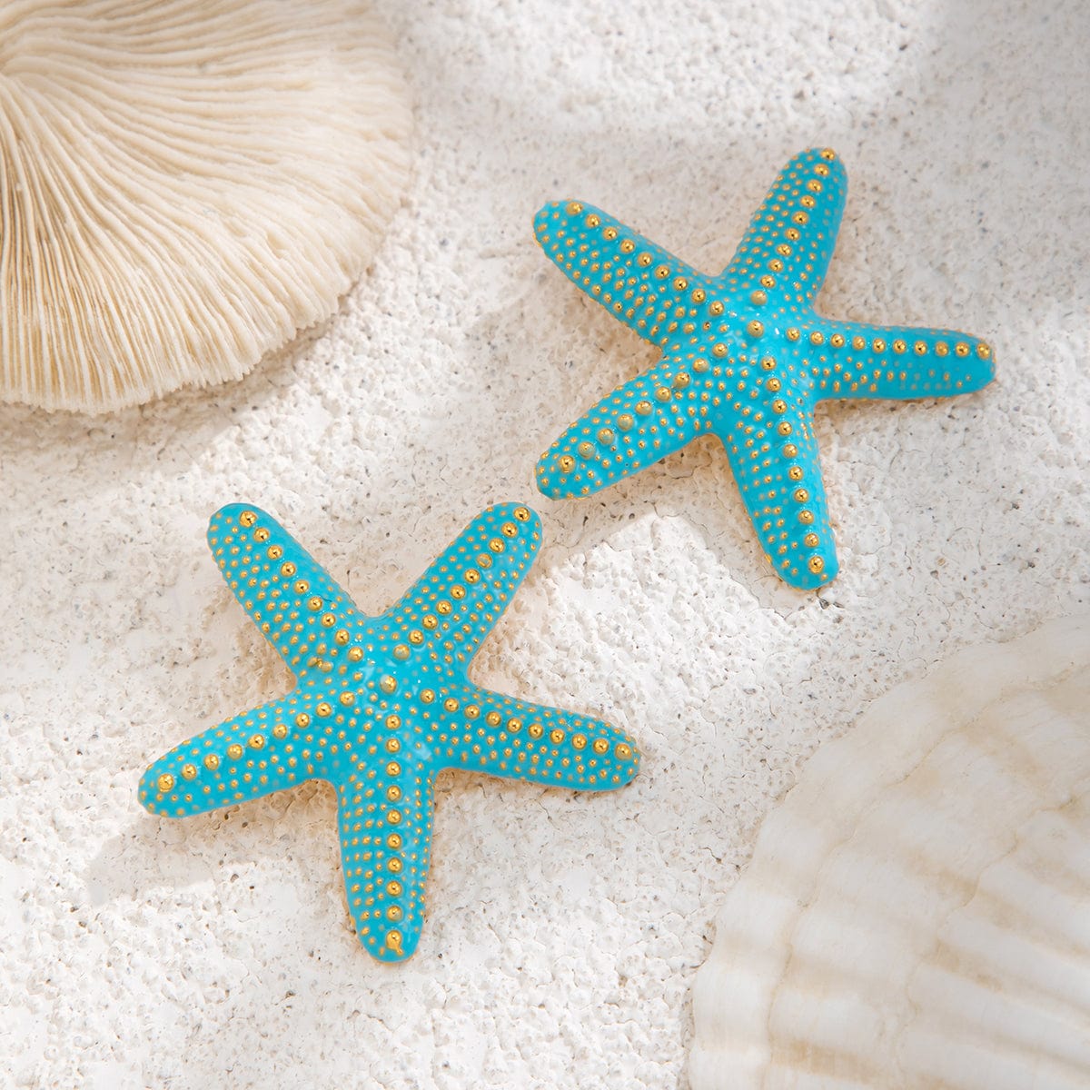 Beach Style Chunky Enamel Starfish Earrings