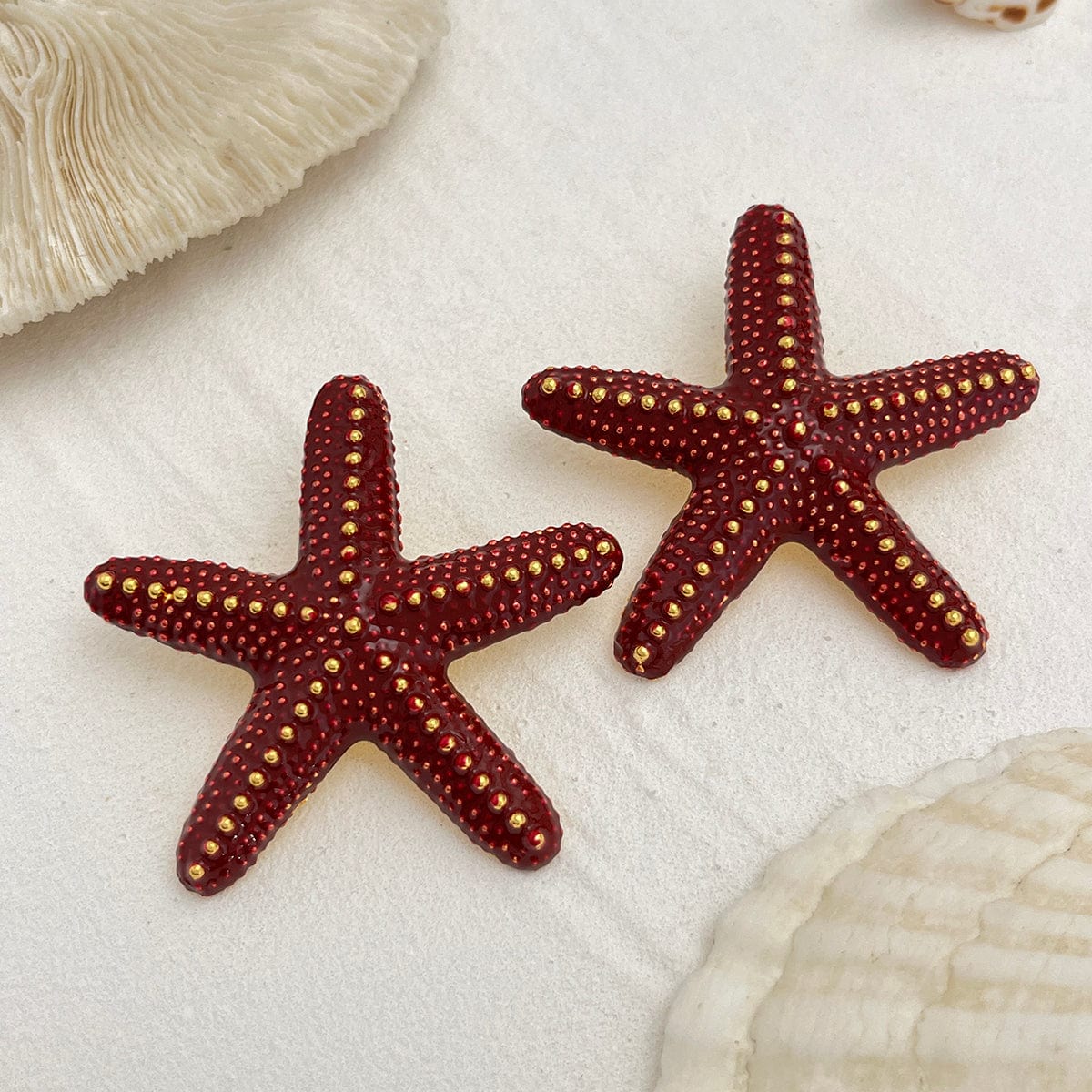 Beach Style Chunky Enamel Starfish Earrings