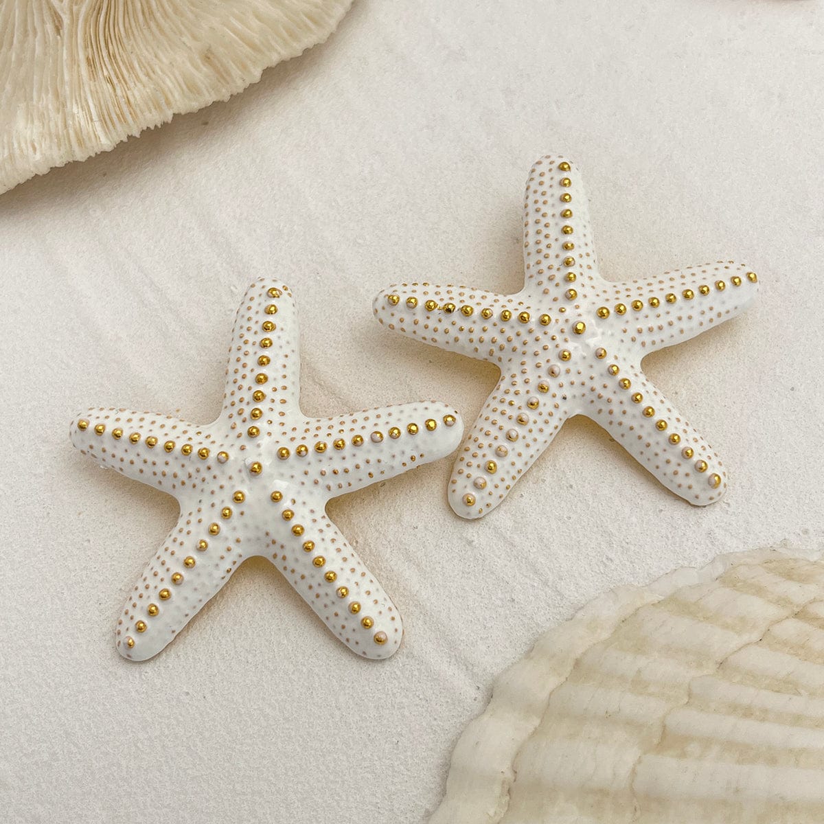 Beach Style Chunky Enamel Starfish Earrings