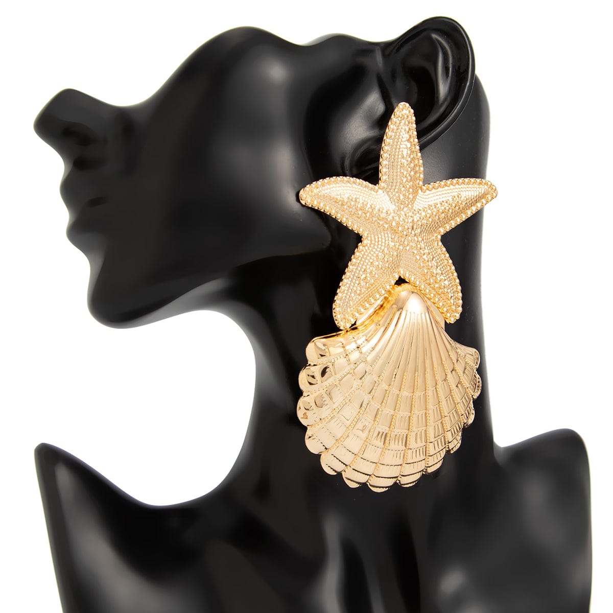 Beach Style Chunky Shell Starfish Earrings - ArtGalleryZen