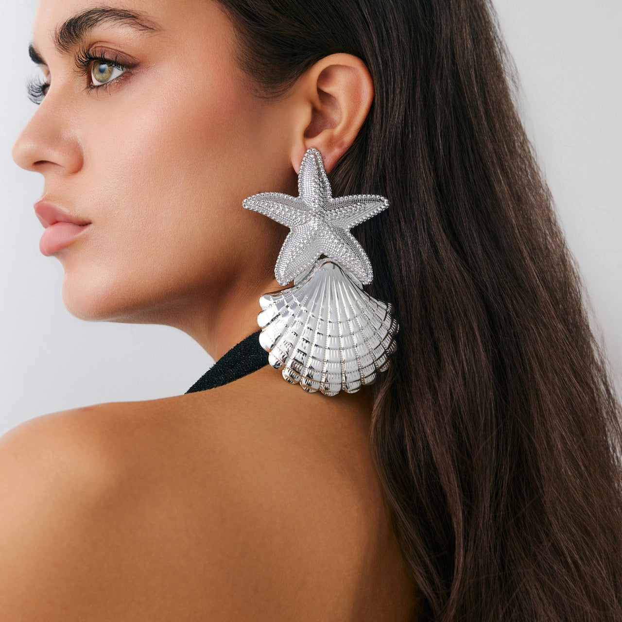 Beach Style Chunky Shell Starfish Earrings - ArtGalleryZen