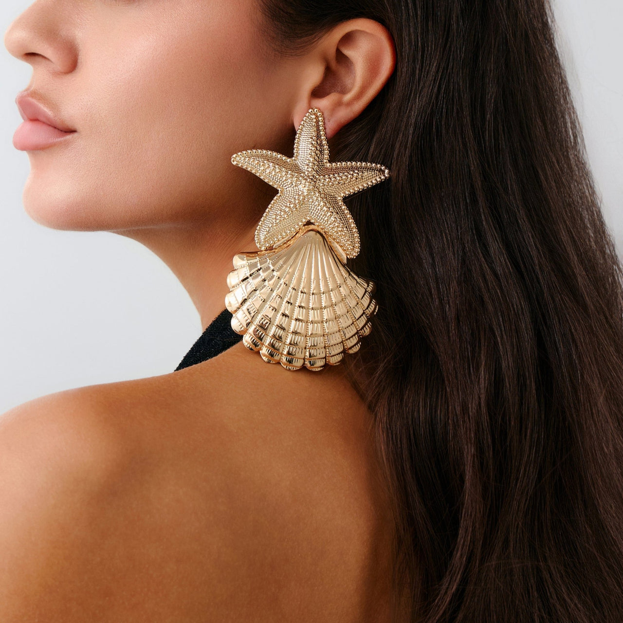Beach Style Chunky Shell Starfish Earrings - ArtGalleryZen