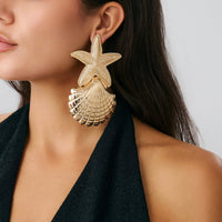 Thumbnail for Beach Style Chunky Shell Starfish Earrings - ArtGalleryZen