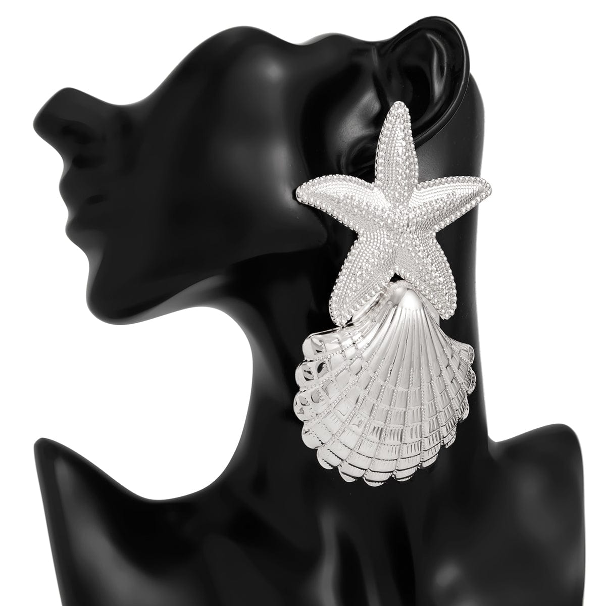 Beach Style Chunky Shell Starfish Earrings - ArtGalleryZen