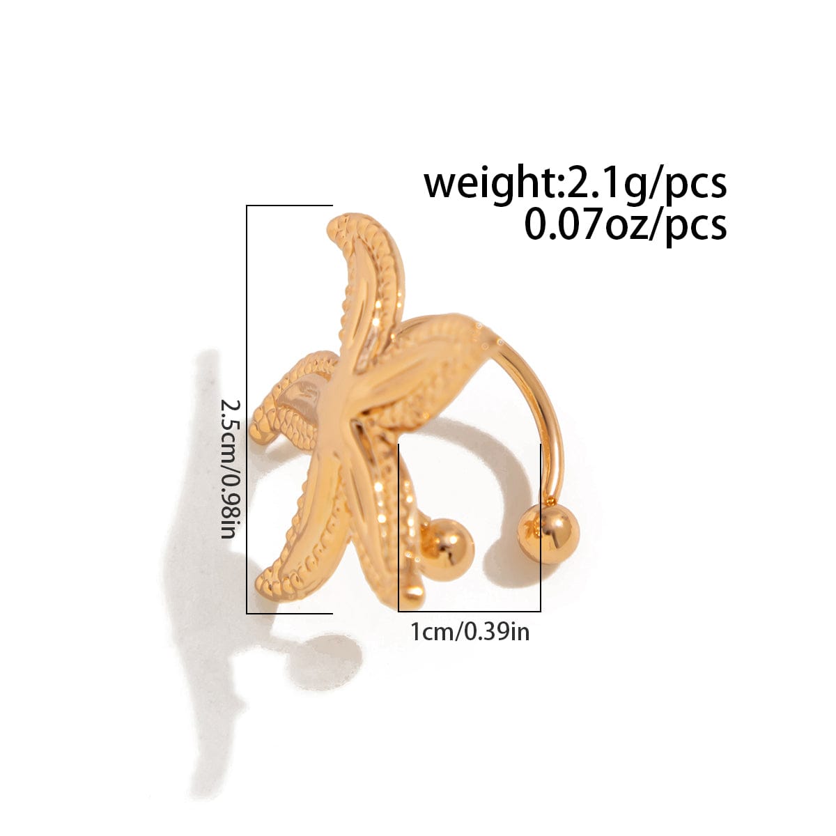 Beach Style Chunky Starfish Ear Cuff Earring - ArtGalleryZen