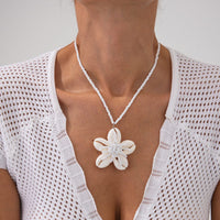 Thumbnail for Beach Style Conch Flower Pendant Seed Bead Necklace - ArtGalleryZen