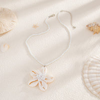 Thumbnail for Beach Style Conch Flower Pendant Seed Bead Necklace - ArtGalleryZen