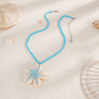 Thumbnail for Beach Style Conch Flower Pendant Seed Bead Necklace - ArtGalleryZen