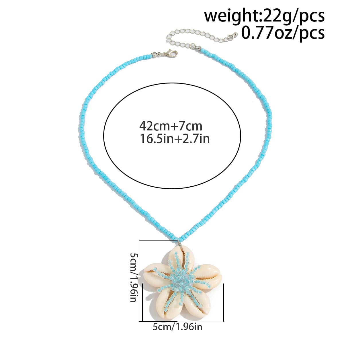 Beach Style Conch Flower Pendant Seed Bead Necklace - ArtGalleryZen