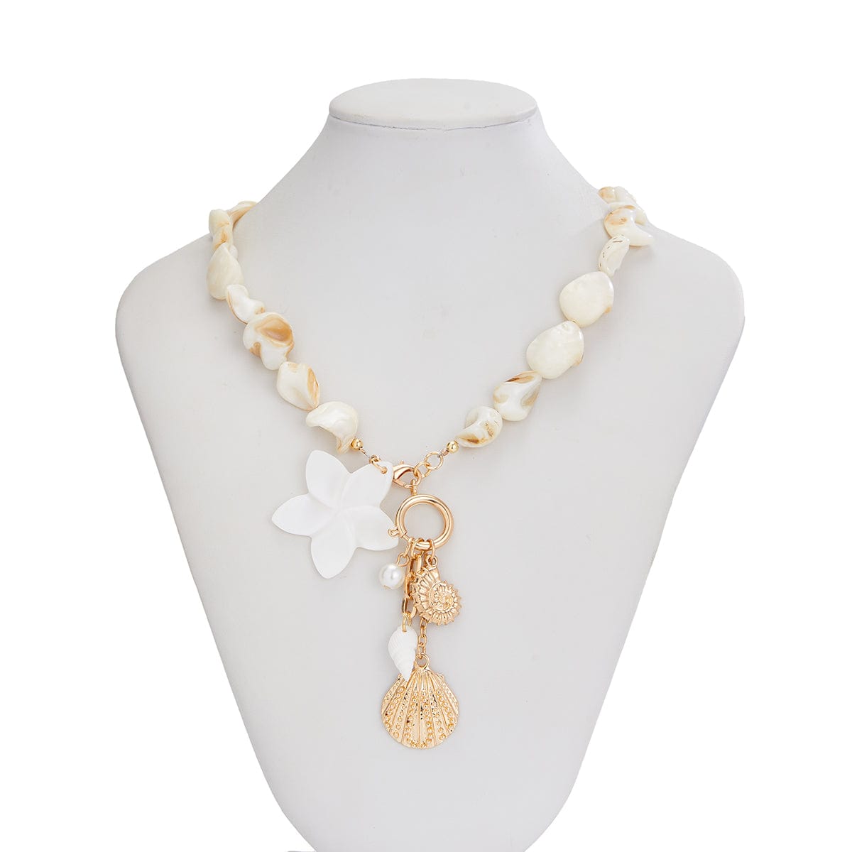 Beach Style Conch Shell Flower Pendant Necklace Bracelet - ArtGalleryZen