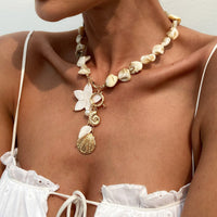 Thumbnail for Beach Style Conch Shell Flower Pendant Necklace Bracelet - ArtGalleryZen