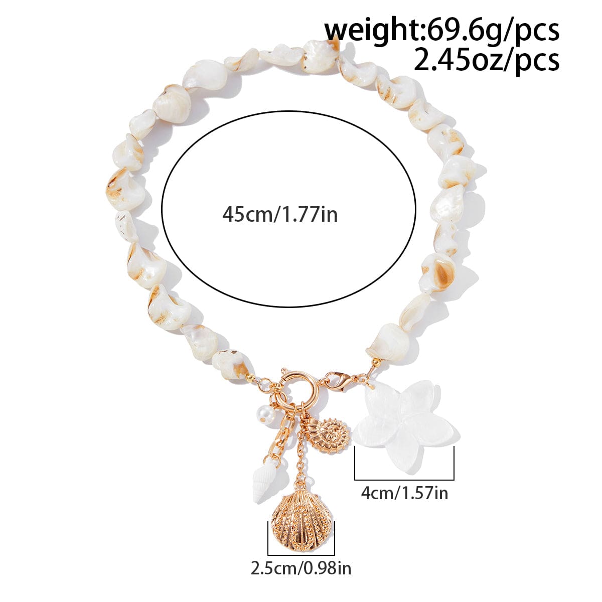 Beach Style Conch Shell Flower Pendant Necklace Bracelet - ArtGalleryZen