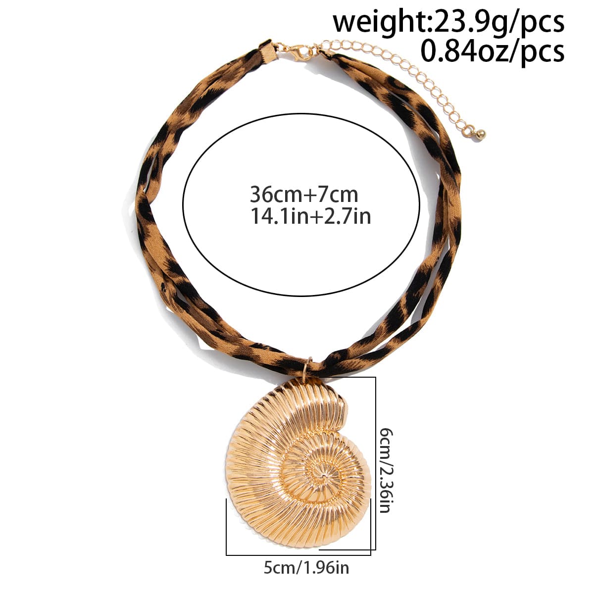 Beach Style Conch Starfish Flower Pendant Leopard Choker Necklace - ArtGalleryZen