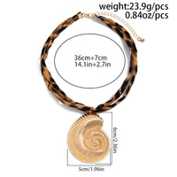 Thumbnail for Beach Style Conch Starfish Flower Pendant Leopard Choker Necklace - ArtGalleryZen