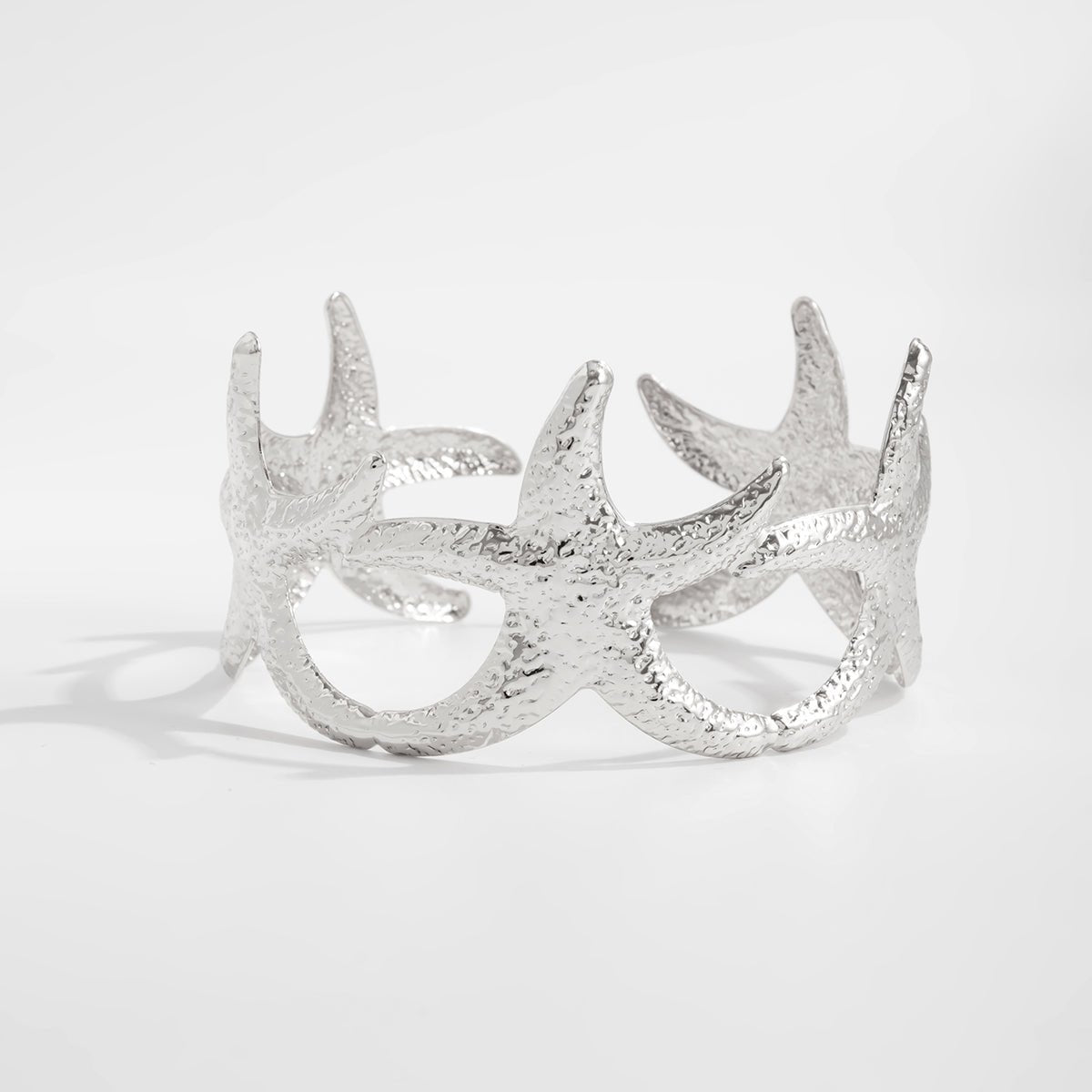 Beach Style Gold Silver Tone Textured Starfish Arm Cuff - ArtGalleryZen