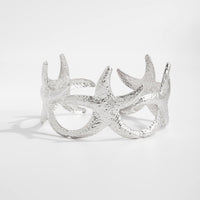 Thumbnail for Beach Style Gold Silver Tone Textured Starfish Arm Cuff - ArtGalleryZen