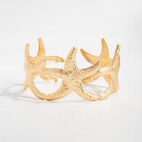 Thumbnail for Beach Style Gold Silver Tone Textured Starfish Arm Cuff - ArtGalleryZen