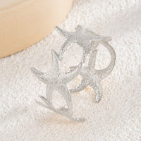 Thumbnail for Beach Style Gold Silver Tone Textured Starfish Arm Cuff - ArtGalleryZen