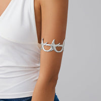 Thumbnail for Beach Style Gold Silver Tone Textured Starfish Arm Cuff - ArtGalleryZen