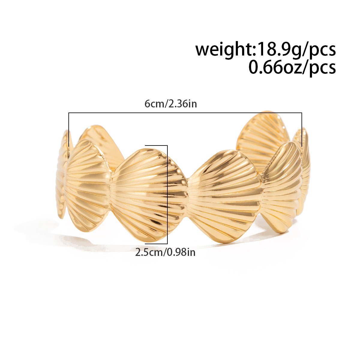 Beach Style Gols Silver Plated Shell Bangle Bracelet - ArtGalleryZen