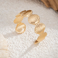 Thumbnail for Beach Style Gols Silver Plated Shell Bangle Bracelet - ArtGalleryZen
