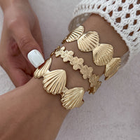 Thumbnail for Beach Style Gols Silver Plated Shell Bangle Bracelet - ArtGalleryZen
