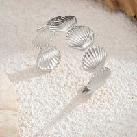 Thumbnail for Beach Style Gols Silver Plated Shell Bangle Bracelet - ArtGalleryZen