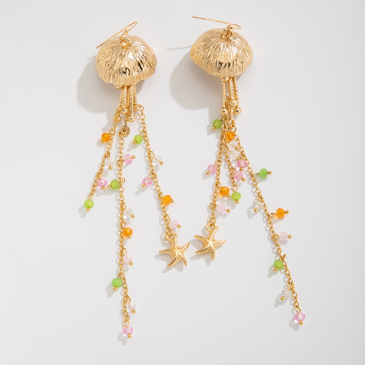 Beach Style Jellyfish Crystal Tassel Earrings - ArtGalleryZen