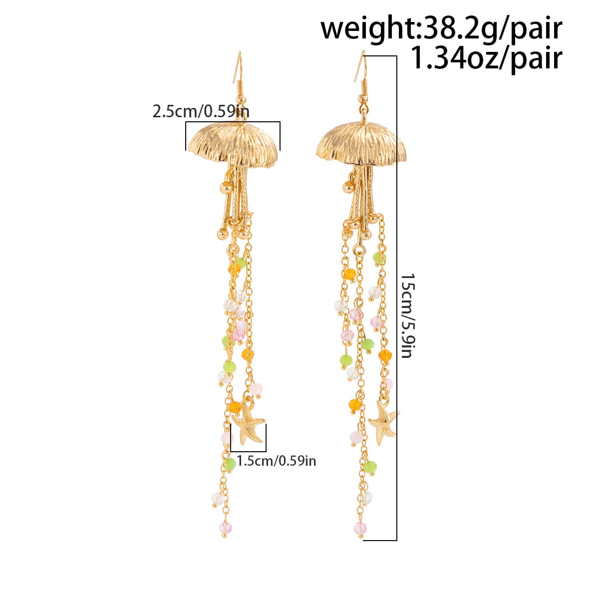Beach Style Jellyfish Crystal Tassel Earrings - ArtGalleryZen