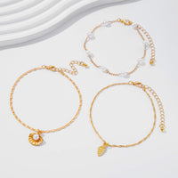 Thumbnail for Beach Style Layered Conch Shell Charm Pearl Chain Anklet - ArtGalleryZen