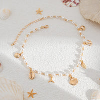 Thumbnail for Beach Style Mermaid Tail Conch Shell Pendant Pearl Chain Necklace - ArtGalleryZen