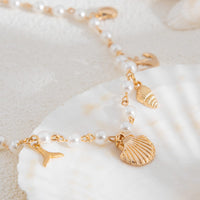 Thumbnail for Beach Style Mermaid Tail Conch Shell Pendant Pearl Chain Necklace - ArtGalleryZen