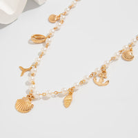 Thumbnail for Beach Style Mermaid Tail Conch Shell Pendant Pearl Chain Necklace - ArtGalleryZen