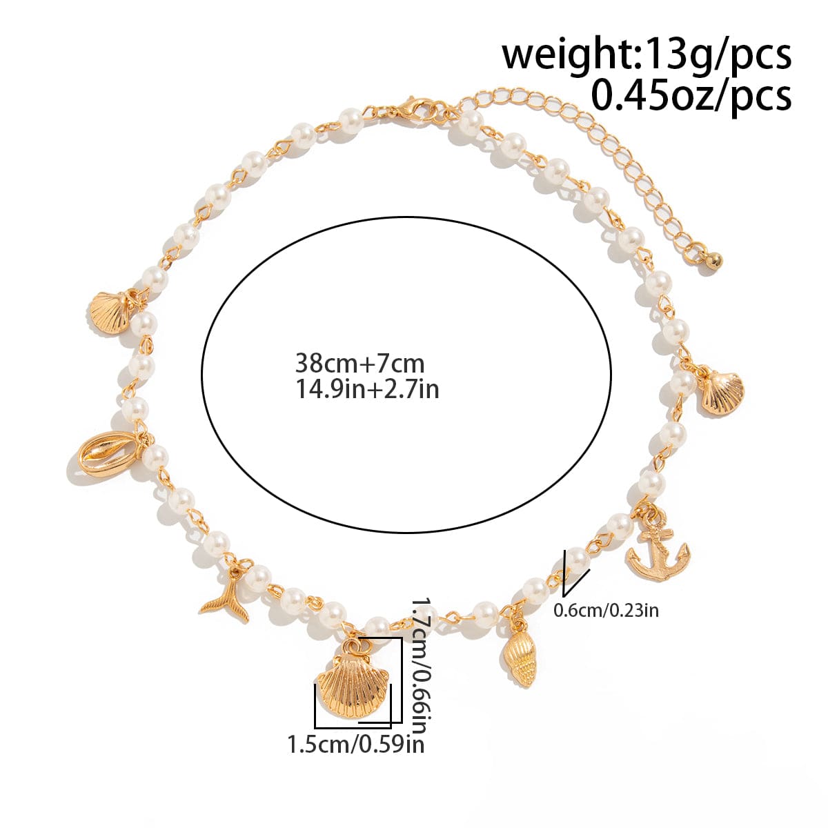 Beach Style Mermaid Tail Conch Shell Pendant Pearl Chain Necklace - ArtGalleryZen