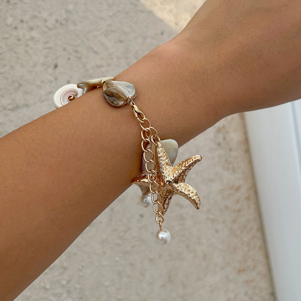 Beach Style Starfish Pendant Conch Chain Y Necklace Bracelet