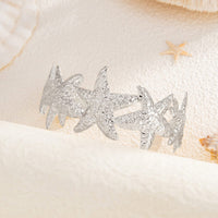 Thumbnail for Beach Style Textured Starfish Open Bangle Bracelet - ArtGalleryZen