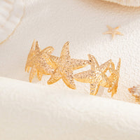 Thumbnail for Beach Style Textured Starfish Open Bangle Bracelet - ArtGalleryZen