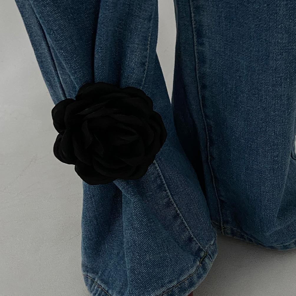 Black Rose Flower Trouser Pin - ArtGalleryZen