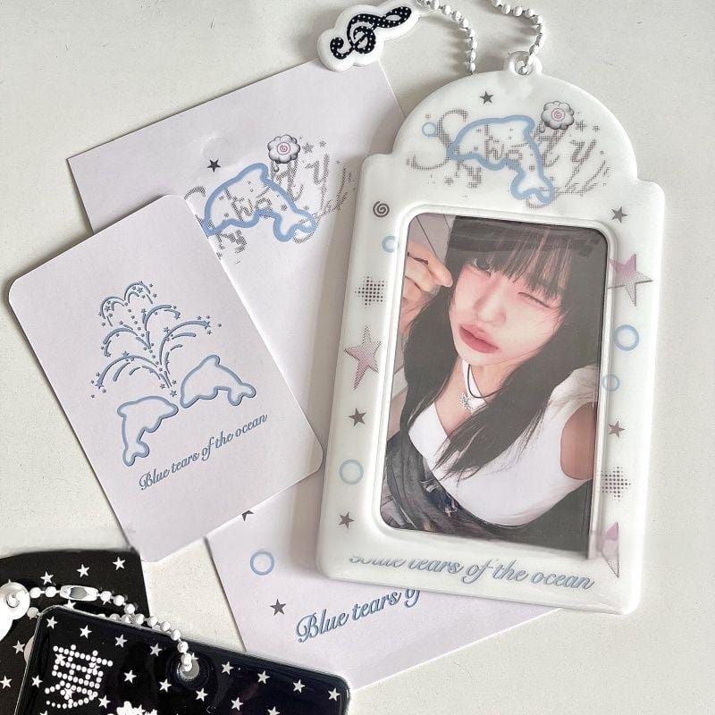 Black White Piano Melody Heart Kpop Keychain Photocard Holder - ArtGalleryZen