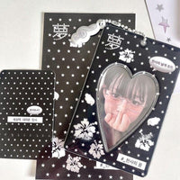 Thumbnail for Black White Piano Melody Heart Kpop Keychain Photocard Holder - ArtGalleryZen