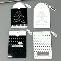Thumbnail for Black White Piano Melody Heart Kpop Keychain Photocard Holder - ArtGalleryZen