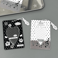 Thumbnail for Black White Piano Melody Heart Kpop Keychain Photocard Holder - ArtGalleryZen